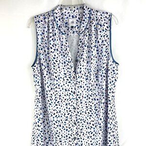 Cabi Camilla Shirt Dress Women's Large Animal Print Convertible Sleeveless Flowy